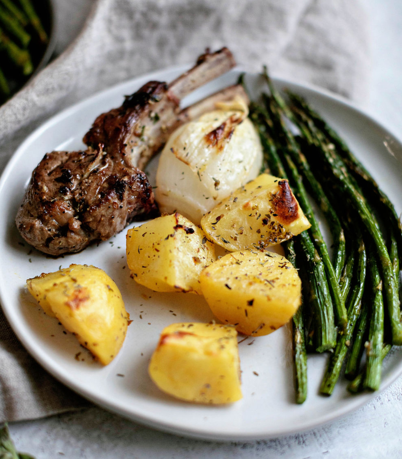 100% greek lamb chops with traditional lemon potatoes