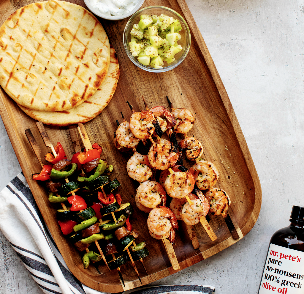 100% greek grilled shrimp and veggies